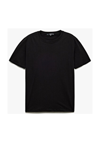 Pamuklu Kısa Kollu Bisiklet Yaka Slim Fit Erkek Basic Tişört modelleri