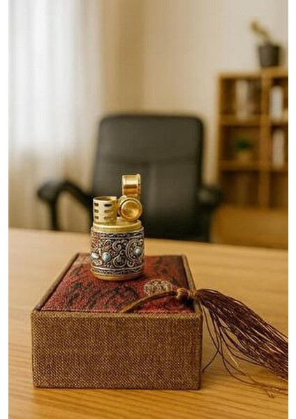 Antik Retro Yüzüklü Benzinli Çakmak | Turkuaz Taşlı Hediye Kutulu fiyatları