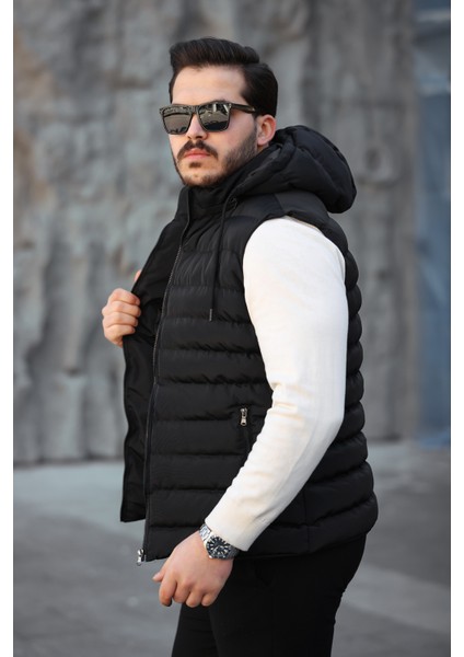 Erkek Standart Fit Çıkarılır Kapüşonlu Cepli Fermuarlı Şişme Yelek fiyatları