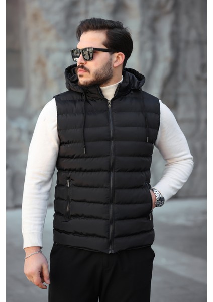 Erkek Standart Fit Çıkarılır Kapüşonlu Cepli Fermuarlı Şişme Yelek indirimleri