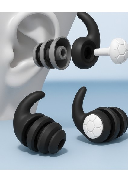 3 Katmanlı Yumuşak Silikon Kulak Tıkacı – Sökülüp Takılabilir, Yıkanabilir ve Yeniden Kullanılabilir Tasarım | Su Geçirmez, Gürültü Azaltıcı, Yüzme, Banyo, Dalış ve Uyku Için Ideal Kulak Koruyucu