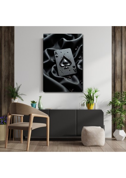 Hd Digital Baskı Oyun Kartı As Black As Maça Ası Kanvas Tablo