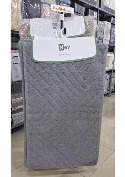 Nev 2'li Banyo Paspası - Klozet Takımı Rhtymic Antrasit