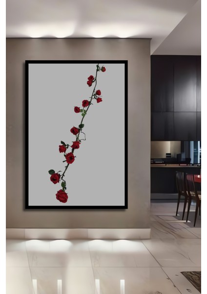 Kırmızı Gül Bahçesi Yağlı Boya Görünümlü Ahşap Dekoratif Tablo Dikdörtgen Tablo fiyatları