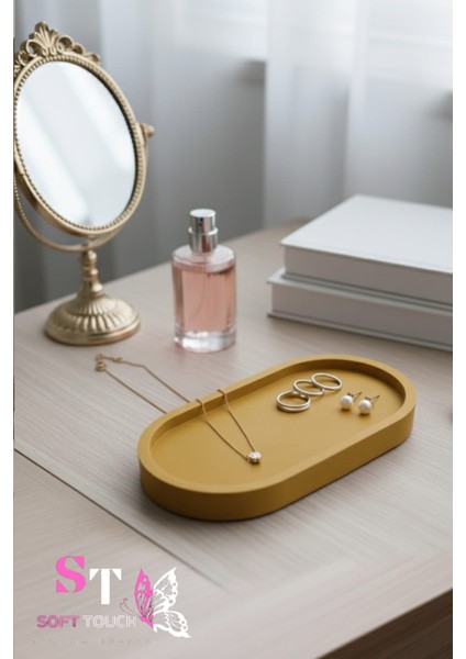 Soft Dekoratif Takı Tabağı Organizer Hardal