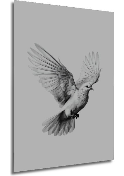 Kara Kalem Görünümlü Uçan Güvercin Ahşap Dekoratif Tablo Dikdörtgen Tablo fırsatları