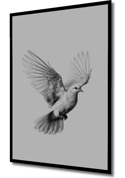 Kara Kalem Görünümlü Uçan Güvercin Ahşap Dekoratif Tablo Dikdörtgen Tablo indirimleri