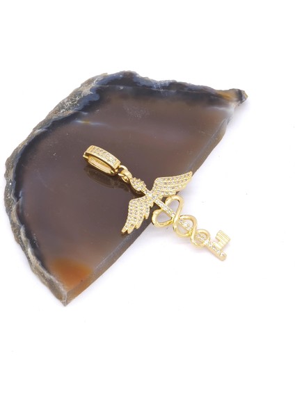 Ajda Charm Çelik Altın Kaplama Kadın Taşlı Melek MODEL-CHR-127