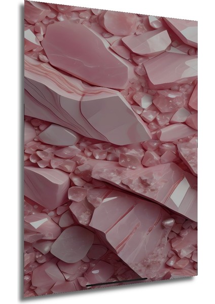 Pembe Kuvars Kristal Yığını Sulu Boya Görünümlü Modern Sanat Dekoratif Ahşap Tablo Dikdörtgen Tablo fırsatları