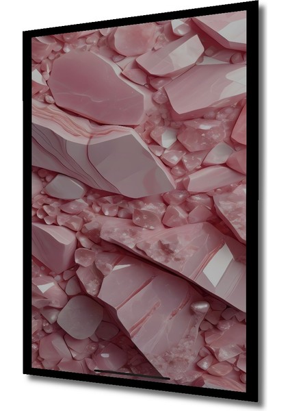 Pembe Kuvars Kristal Yığını Sulu Boya Görünümlü Modern Sanat Dekoratif Ahşap Tablo Dikdörtgen Tablo indirimleri