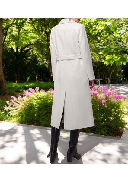 Kışlık Düğme Detaylı Kaşmir Kaşe Kaban