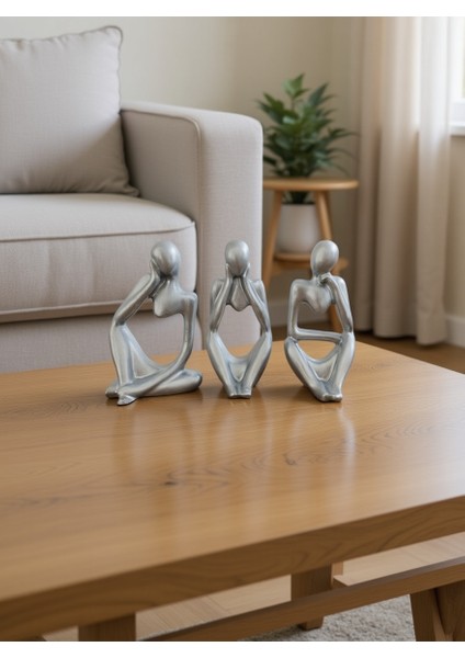 3’lü Modern Düşünen Kadın Heykel Seti – Dekoratif Ev ve Ofis Aksesuarı fiyatları