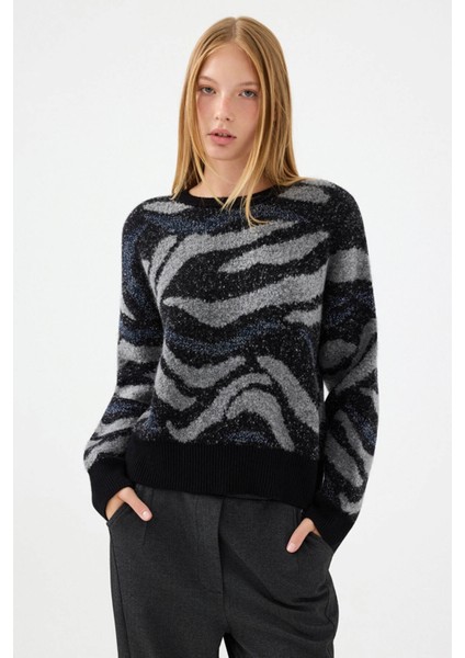 Siyah Kadın Kazak LF2040808