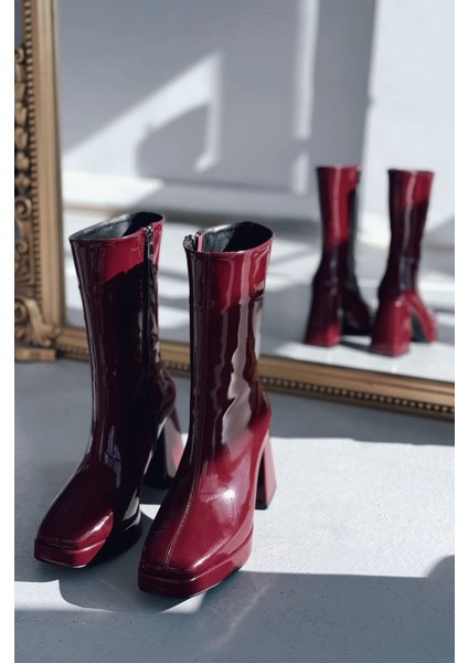 Polinca Rugan Platform Topuklu Bordo Kadın Bot fırsatları