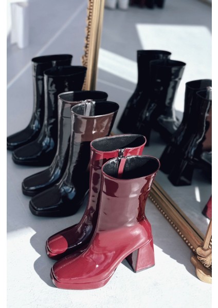 Polinca Rugan Platform Topuklu Bordo Kadın Bot indirimleri