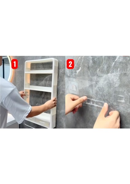 Omaş Tera Yapışkanlı Duvar Rafı Organizer – Banyo, Mutfak ve Duş Alanları Için Pratik Düzenleyici