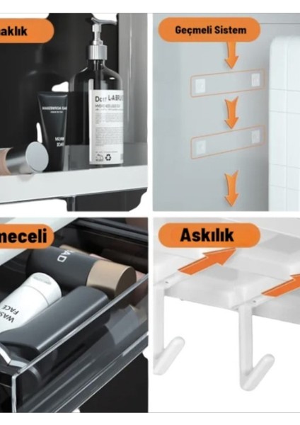 Omaş Tera Yapışkanlı Duvar Rafı Organizer – Banyo, Mutfak ve Duş Alanları Için Pratik Düzenleyici