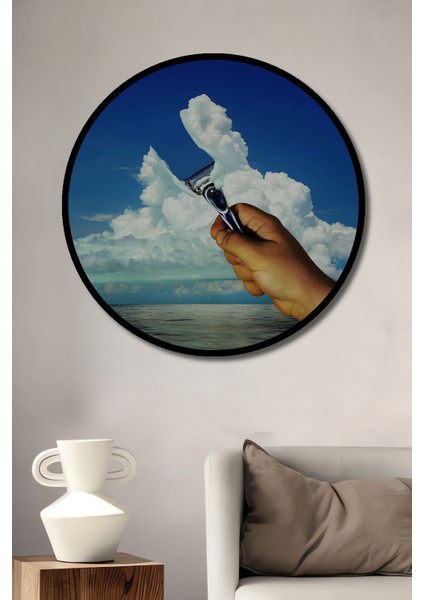 Gökyüzü Tıraşı Görünümlü Gerçekçi Sanat Ahşap Dekoratif Tablo Yuvarlak Tablo fiyatları