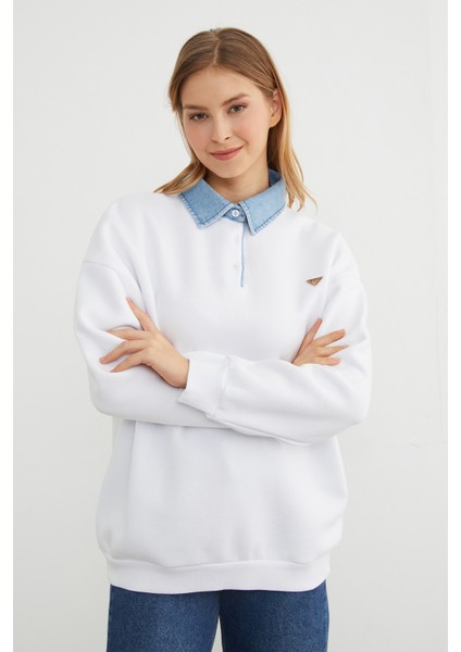 3 Iplik Kot Garnili Metal Aksesuarlı Sweatshirt fiyatları