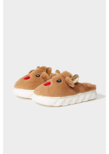 Kadın Yılbaşı Temalı Düz Taban Ev Terliği F1529AX25WN