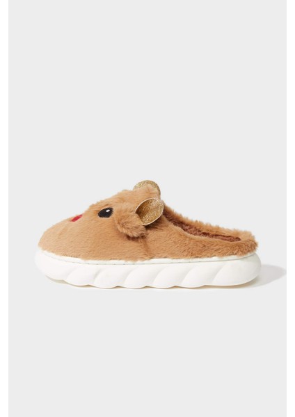 Kadın Yılbaşı Temalı Düz Taban Ev Terliği F1529AX25WN fiyatları