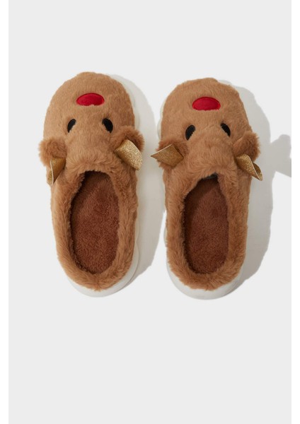 Kadın Yılbaşı Temalı Düz Taban Ev Terliği F1529AX25WN