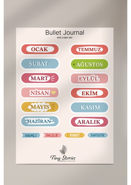 Bullet Journal Sticker Seti - 6 Sayfa / Ajanda, Scrapbook, Journal fiyatları