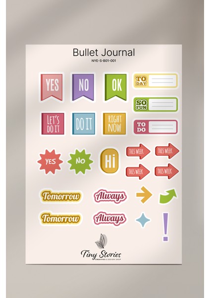 Bullet Journal Sticker Seti - 6 Sayfa / Ajanda, Scrapbook, Journal indirimleri