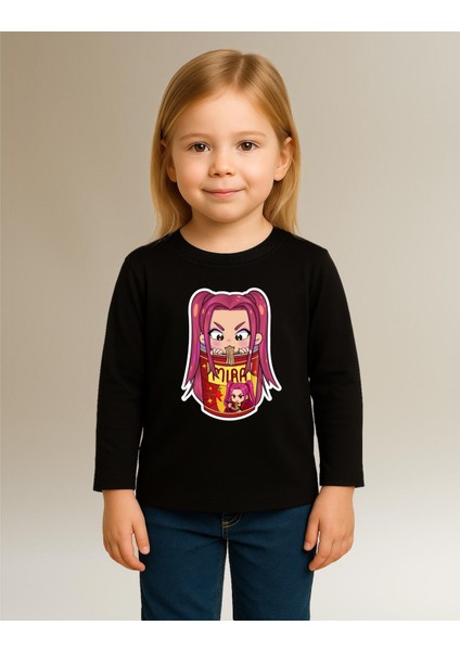 Kpop Demon Hunters Huntrix Mira Uzun Kollu Baskılı Kız Çocuk Tişört (4-13 Yaş) modelleri