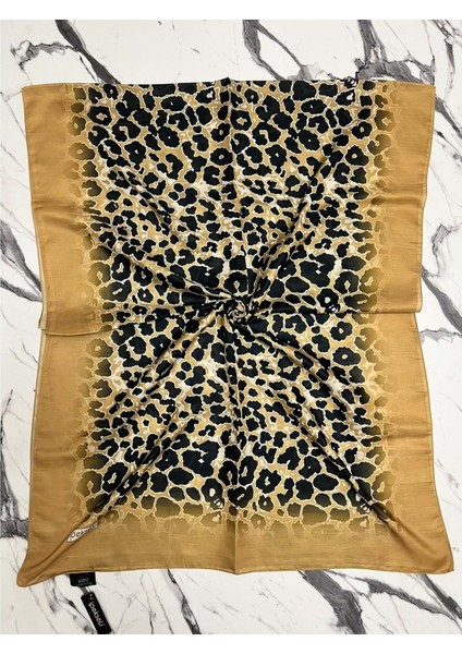 Ipekseli Leopar Desenli Organik Pamuk Şal - 11