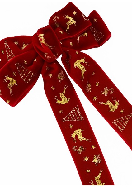 Yılbaşı Altın Yaldız Figürlü Kadife Fiyonk Toka fırsatları