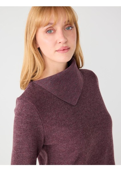 Gül Kurusu Asimetrik Yaka Yumuşak Dokulu Örme Mini Elbise fırsatları