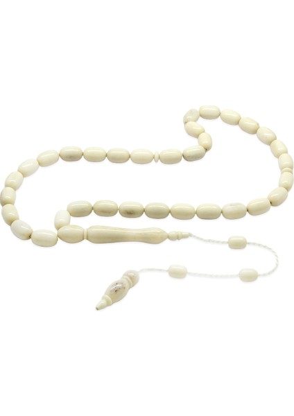 Sistemli Tombul Kapsül Kesim Naturel Renk Deve Kemiği Tesbih