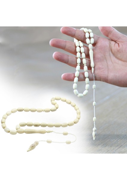 Sistemli Tombul Kapsül Kesim Naturel Renk Deve Kemiği Tesbih fiyatları