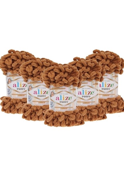 5 Adet Puffy El Örgü Ipi Atkı Battaniye Bere Panduf Parmak Örgü Ipliği 179-DEVE Tüyü