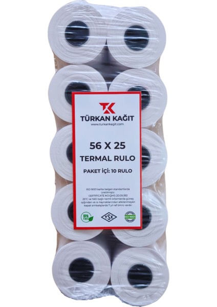 56X25 Termal Rulo Yazarkasa Pos Rulosu 1 Paket 10 Adet