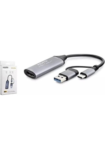 hdx7831 type-c hdtv combo hdmı 4k 30hz + type-c + 2-usb3.0 + lan 5ın1 gri