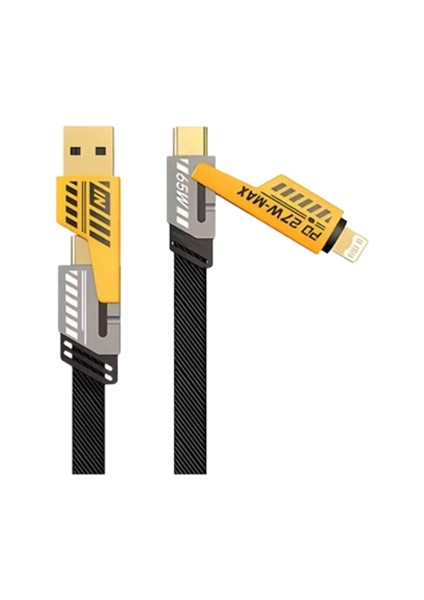 4'ü 1 Arada USB Hızlı Şarj ve Veri Kablosu – 65W Güç, Çoklu Bağlantı, 1.2m fiyatları