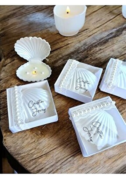 Isme Özel Şeffaf Etiketli Kutulu Istiridye Mum 10 Adet fiyatları