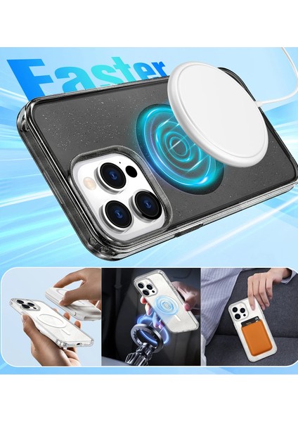 Apple iPhone 11 Glow Simli Standlı Lens Hediyeli Kılıf Kapak - Mor modelleri