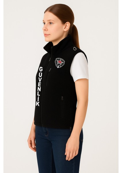 3 Cepli Önden Yazılı Polar Nakış Işlemeli Kışlık Kadın Özel Güvenlik Yeleği modelleri