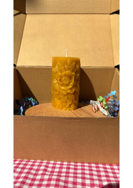 Balmumu Güllü Silindir Modeli Mum fiyatları