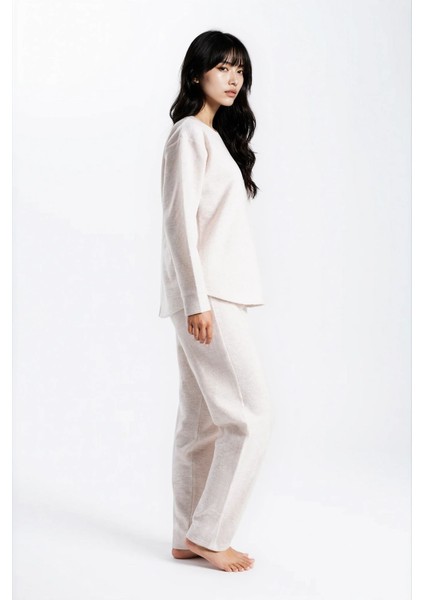 Kadın Taş Melanj Waffle Düğmeli Uzun Kol Pantolon Pşjama Takım indirimleri