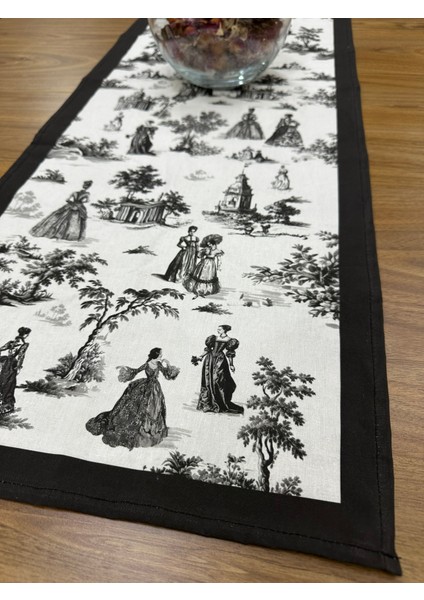 Toile De Jouy Paris Runner 40X110 cm | %100 Pamuk Dijital Baskılı Masa Örtüsü | Klasik Fransız Tarzı Masa Dekoru - ZT700 fırsatları