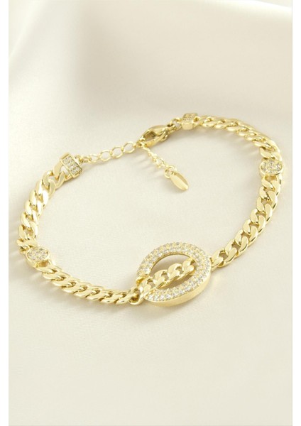 Xuping Yuvarlak Zirkon Taşlı Lüks Çelik Bileklik