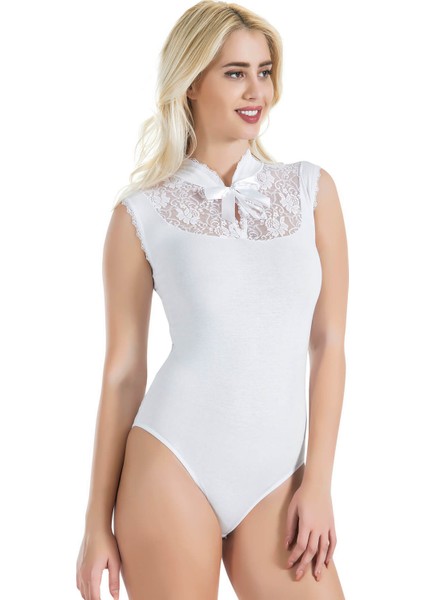 Derya Kurşun Sıfır Kol Dantelli Kadın Body 336 fırsatları