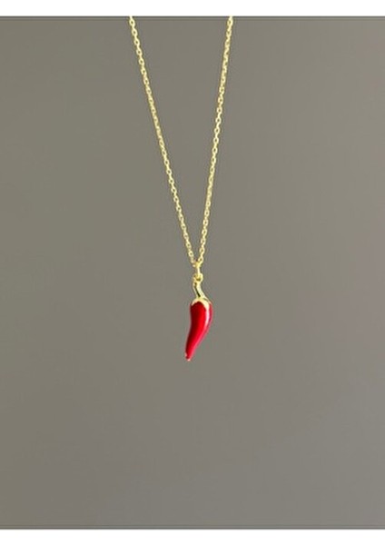 925 Gümüş | Kırmızı Biber Kolye / Şans, Bereket Kolyesi