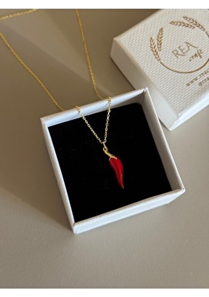 925 Gümüş | Kırmızı Biber Kolye / Şans, Bereket Kolyesi fiyatları