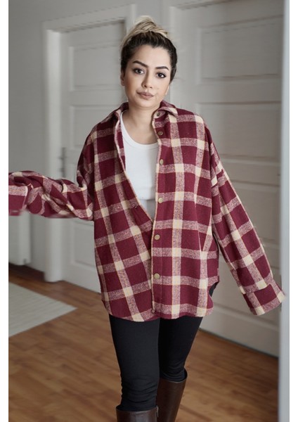 Pamuklu Ekose Oduncu Kadın Gömlek Oversize fiyatları