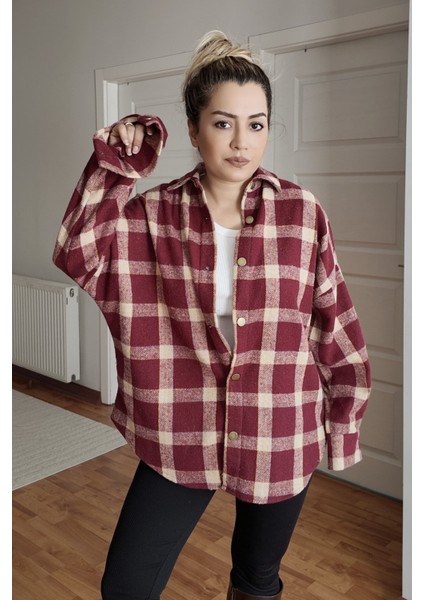 Pamuklu Ekose Oduncu Kadın Gömlek Oversize indirimleri